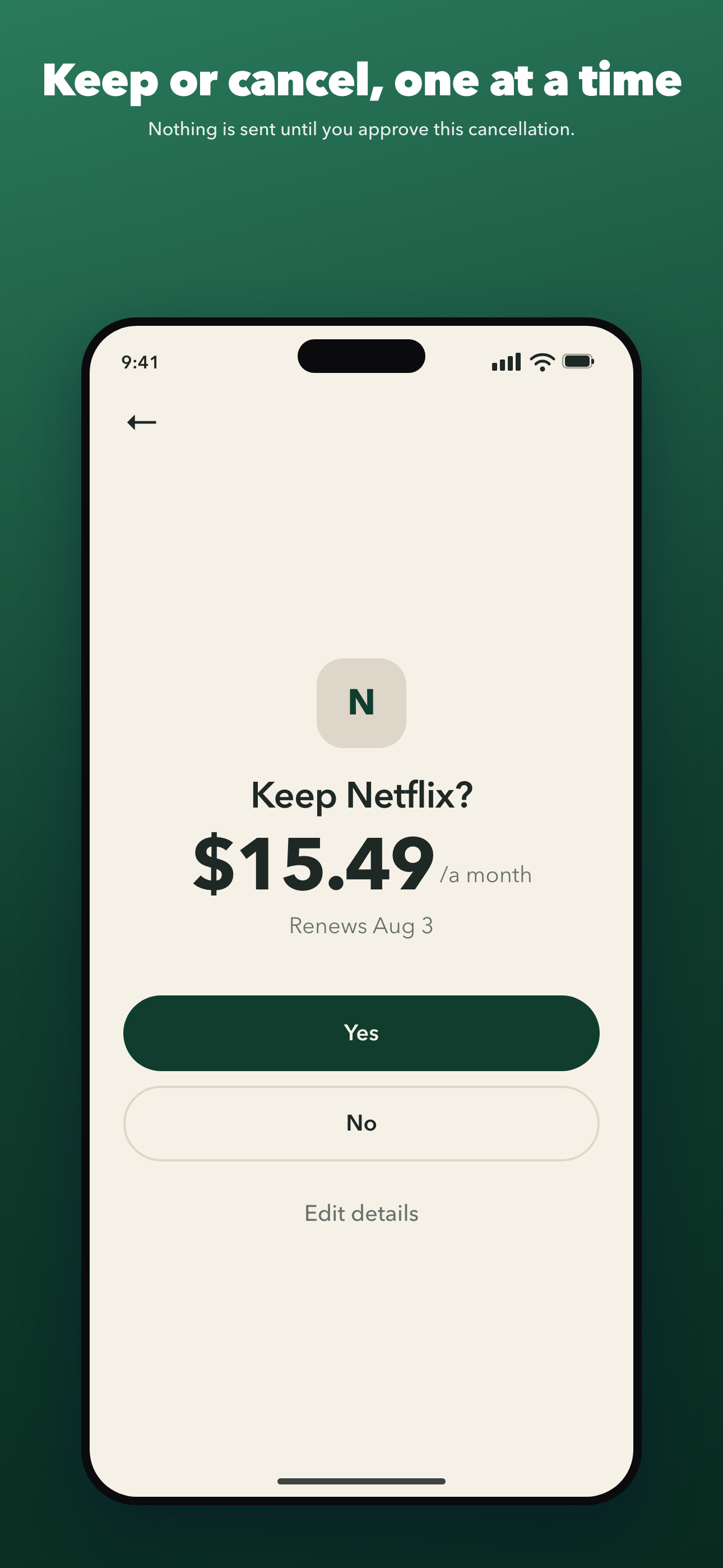Phone — Keep Netflix? Yes or No, one subscription at a time